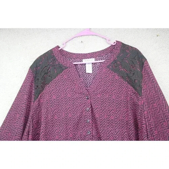 Catherine's Purple and Black Tunic-3/4 Sleeves-Size 2X-Lace-Herringbone - Picture 2 of 11